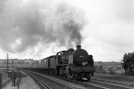 BR(S) N class 31872 approaching London Road (Brighton), East Sussex with a Brighton - Margate excursion on Bank Holiday Monday 01 Aug 1949 - J.H.W. Kent [152897]