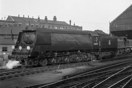 BR(S) West Country class 34047 'Callington' at Brighton Shed, East Sussex circa May 1952 - J.H.W. Kent [153421]