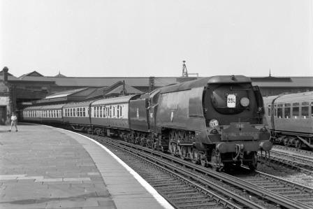 BR(S) West Country class 34107 'Blandford' at Clapham Junction Station, Greater London with the 7.34am "The Royal Wessex" Weymouth - Waterloo on Saturday 28 Jun 1952 - J.H.W. Kent [153434]