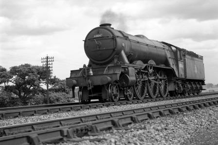 BR(E) A3 class 60047 'Donovan' north of Potters Bar, Hertfordshire with a Northbound light engine on Saturday 12 Jul 1952 - J.H.W. Kent [153484]