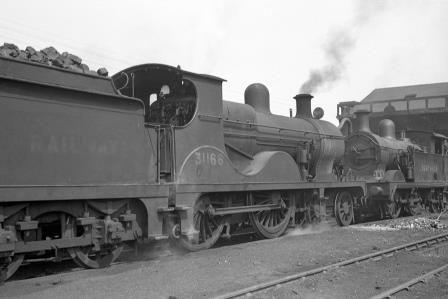 BR(S) E class 31166 at Ashford Shed, Kent on Thursday 25 Jun 1953 - J.H.W. Kent [153965]