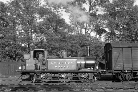 BR(S) Terrier class 377S 'Brighton Works' near Preston Park Pullman Car Works, Brighton, East Sussex Shunting Wagons in Oct 1953 - J.H.W. Kent [154087]