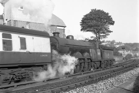 BR(S) Brighton Atlantic class 32425 'Trevose Head' at Cliftonville Spur, Preston Park, East Sussex with a Northbound Empty Stock on Thursday 08 Oct 1953 - J.H.W. Kent [154093]
