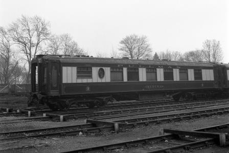 Pullman 1st Class Kitchen Car 'Medusa' at Preston Park Pullman Car Works, Brighton, East Sussex in Dec 1953 - J.H.W. Kent [154164]