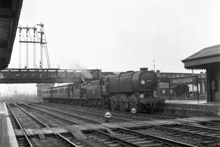BR(S) Q1 class 33020 & BR(S) M7 class 30029 at Eastleigh Station, Hampshire with a Southbound Two Coach service on Saturday 15 May 1954 - J.H.W. Kent [154393]
