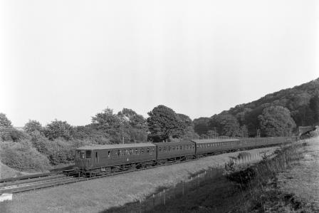 BR(SR) Class 4-SUB 4554 leading unit at Patcham, East Sussex with a Brighton - Victoria semi-fast service on Sunday 20 Jun 1954 - J.H.W. Kent [154504]