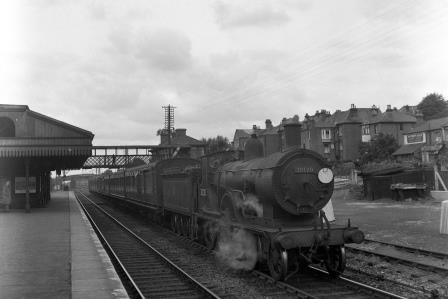 BR(S) T9 class 30120 at St Denys Station, Hampshire with a Southampton Terminus - Eastleigh service on Saturday 26 Jun 1954 - J.H.W. Kent [154516]