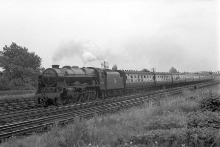 BR(M) Royal Scot class 46138 'The London Irish Rifleman' near North Wembley, Greater London with a Northbound service on Monday 12 Jul 1954 - J.H.W. Kent [154602]