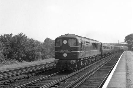 BR 16/9 class 10203 at Raynes Park, Greater London with the down "Atlantic Coast Express" on Saturday 14 Aug 1954 - J.H.W. Kent [154679]