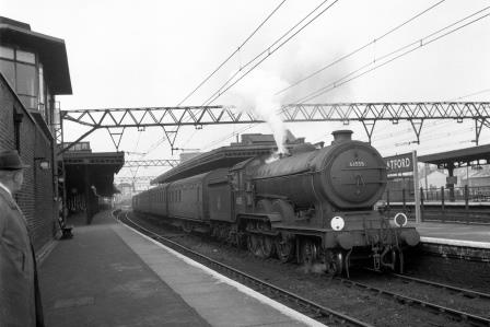 BR(E) B12 class 61555 at Stratford Station, Greater London with an up Passenger service on Saturday 07 May 1955 - J.H.W. Kent [154991]