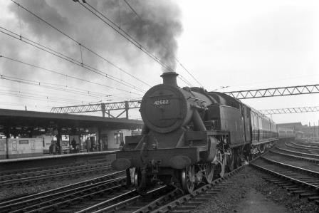 BR(M) 4P class 42502 at Stratford Station, Greater London with a down Passenger Service on Saturday 07 May 1955 - J.H.W. Kent [154994]