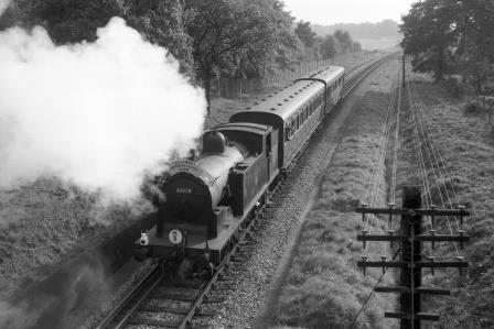 BR(S) M7 class 30028 near Ash Vale, Surrey with the "REC Aldershot Area" Rail Tour on Saturday 15 Oct 1960 - D. Esau [155320]