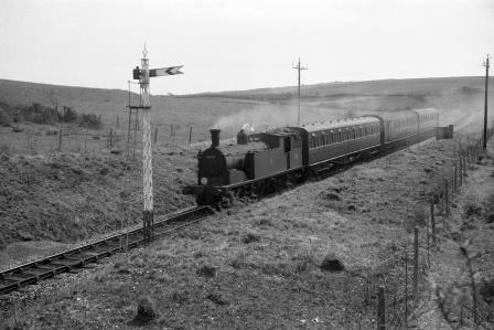 BR(S) M7 class 30111 near Corfe Castle, Dorset with a Swanage - Wareham service on Saturday 19 Aug 1961 - D. Esau [155463]