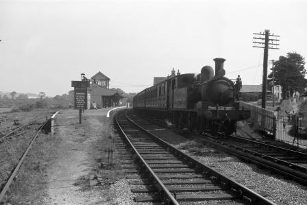 BR(S) O2 class W14 'Fishbourne' at Sandown Station, Isle of Wight with a Ryde Pier Head - Ventnor service in 1959 - D. Esau [155484]