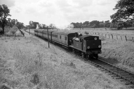 BR(S) O2 class W33 'Bembridge' between Ashey and Smallbrook Junction, Isle of Wight with a Cowes - Ryde Pier Head service on Monday 05 Sep 1960 - D. Esau [155578]