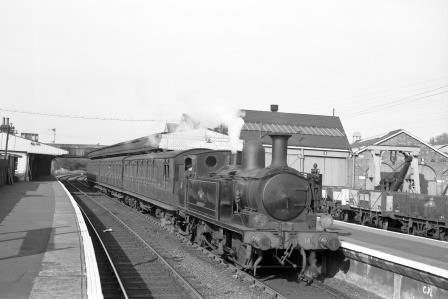 BR(S) O2 class W14 'Fishbourne' at Ryde St Johns Road Station, Isle of Wight with a Ryde Pier Head - Cowes service on Friday 15 May 1964 - D. Esau [155589]