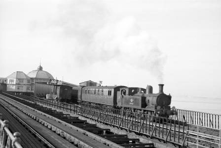 BR(S) O2 class W17 'Seaview' at Ryde Pier Head Station, Isle of Wight with a Ryde Pier Head - Cowes service on Friday 15 May 1964 - D. Esau [155592]