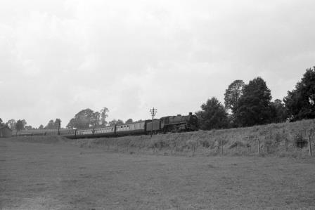 BR Std 5MT class 73050 near Wellow, Somerset with a Relief Train 12noon Bournemouth West to Kidsgrove on Saturday 12 Aug 1961 - D. Esau [155656]