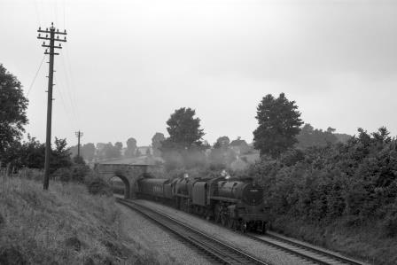 BR Std 4MT class 75073 near Single Hill Halt, Somerset with a Southbound Inter Regional service on Saturday 28 Jul 1962 - D. Esau [155669]