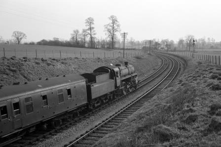 BR Std 4MT class 76027 near Evercreech Junction, Somerset with a Southbound service on Saturday 03 Apr 1965 - D. Esau [155694]