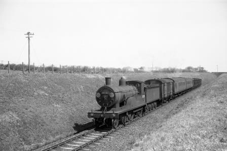 BR(S) T9 class 30338 near Dunsland Cross, Devon with an Okehampton - Bude service in Apr 1960 - D. Esau [155760]