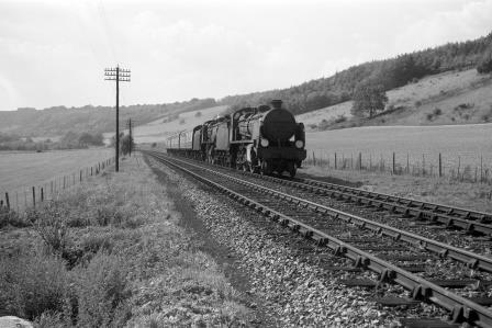 BR(S) N class 31871 & BR(S) U1 class near Gomshall, Surrey with a Reading to Redhill service circa 1959-1960 - D. Esau [156020]