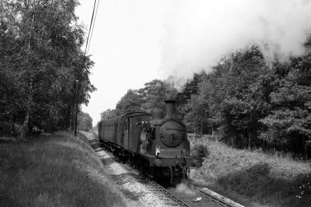 BR(S) M7 class 30029 near Rowfant, West Sussex with an East Grinstead to Three Bridges service on Saturday 15 Jun 1963 - D. Esau [156456]