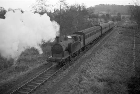 BR(S) M7 class 30052 near Peasmarsh Junction, Surrey with a Guildford - Horsham service circa 1959 - D. Esau [156464]