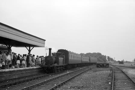 BR(S) Terrier class 32661 at Hayling Island Station, Hampshire with a Havant to Hayling Island service on Friday 31 Aug 1962 - D. Esau [156584]