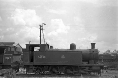 BR(S) 757 class 30758 'Lord St. Levan' at Eastleigh Shed, Hampshire circa 1956 - D. Esau [156653]