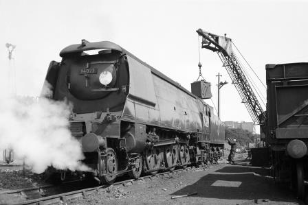 BR(S) West Country class 34023 'Blackmore Vale' at Bournemouth Shed, Dorset in 1967 - D. Esau [156716]