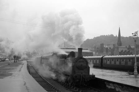 BR(M) Caledonian 439 class 55207 at Oban Station, Scotland with a Train for Connel Ferry on Wednesday 26 Jul 1961 - D. Esau [156780]