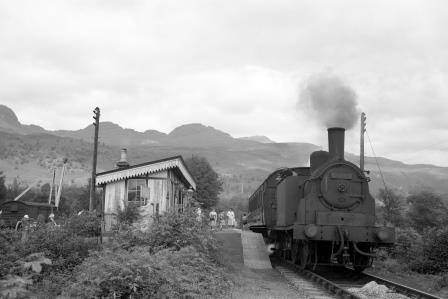 BR(M) Caledonian 439 class 55173 at Killin Station, Scotland with a Killin - Killin Junction service on Saturday 29 Jul 1961 - D. Esau [156800]