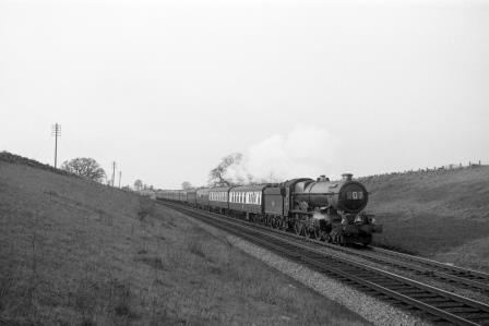 BR(W) King class at Brill and Ludgershall, Buckinghamshire with a Birmingham - Paddington service on Saturday 11 Mar 1961 - D. Esau [156965]
