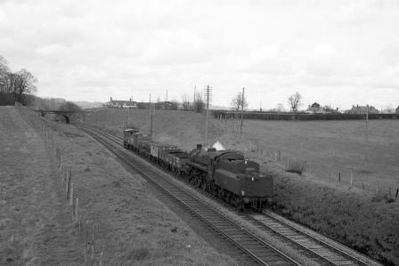 BR Std 4MT class 75024 near Ruabon, Clwyd with a Southbound Freight on Monday 12 Apr 1965 - D. Esau [157041]