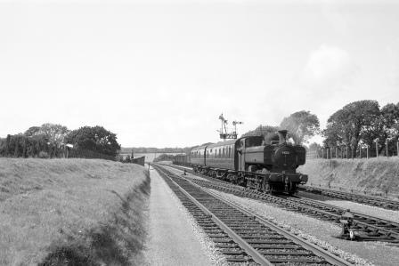 BR(W) 5700 class 9602 at Clarbeston Road, Dyfed with a Local from Fishguard on Saturday 24 Aug 1963 - D. Esau [157227]