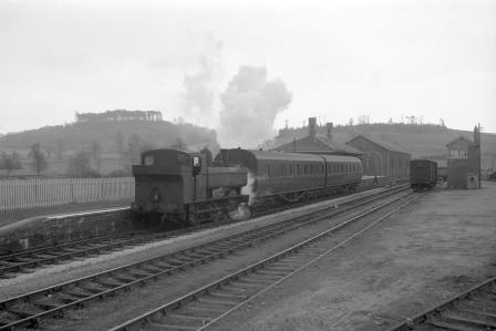 BR(W) 7400 class 7436 at Ilminster Station, Somerset with a service to Taunton circa 1960 - D. Esau [157569]