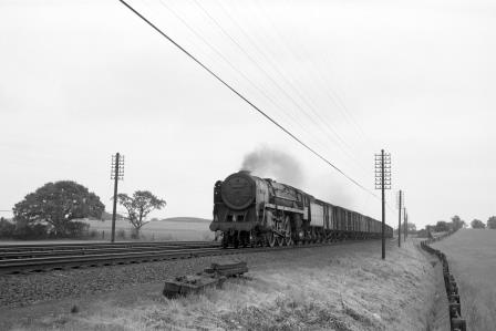 BR Britannia class 70019 'Lightning' near Leighton Buzzard, Bedfordshire with a Freight circa 1962 - D. Esau [157802]