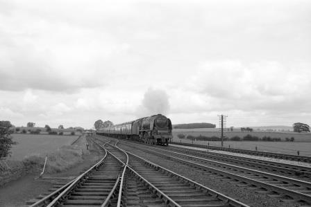 BR(M) Coronation (Semi) class at Plumpton, East Sussex with a Southbound Express on Wednesday 02 Aug 1961 - D. Esau [157841]