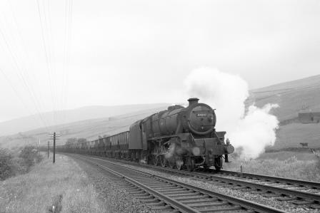 BR(M) 5MT class 44887 near Blea Moor, Cumbria with a Northbound Mineral service on Friday 18 Jun 1965 - D. Esau [157872]