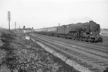 BR(E) A1 class 60136 'Alcazar' near Potters Bar, Hertfordshire with an up Express service in 1960 - D. Esau [158180]