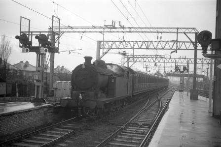 BR(E) N7 class 69721 at Chingford Station, Greater London with a Liverpool Street Suburban Service on Tuesday 01 Nov 1960 - D. Esau [158236]