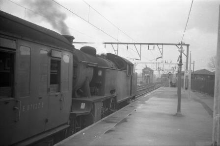 BR(E) L1 class 67736 at Hertford East Station, Buckinghamshire with a Train for Liverpool Street on Tuesday 01 Nov 1960 - D. Esau [158239]