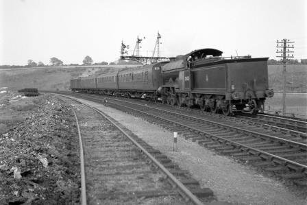 BR(S) Brighton Atlantic class 32421 'South Foreland' approaching Yeovil Junction from Town direction, Somerset with the 4.05pm Yeovil Town - Salisbury service in Apr 1953 - C.A.K. Saunders [159067]