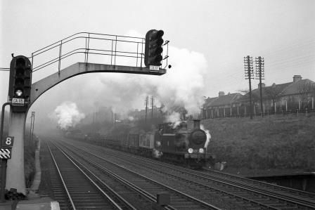 BR(S) E4X class 32489 at Forest Hill, Greater London with a down Freight service circa 1954 - C.A.K. Saunders [159133]