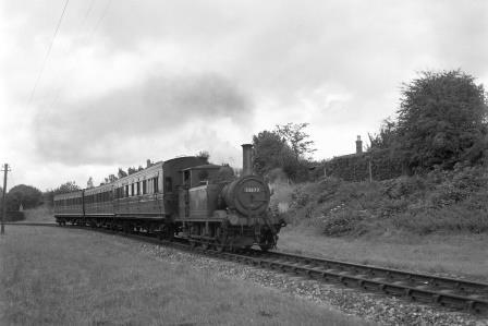 BR(S) Terrier class 32677 between Havant and Langstone, Hampshire with a Havant - Hayling Island service circa 1954 - C.A.K. Saunders [159143]