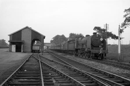 BR(S) Remembrance class 32329 'Stephenson' leaving Mortimer Station, Berkshire with a Reading to Basingstoke circa 1954 - C.A.K. Saunders [159179]