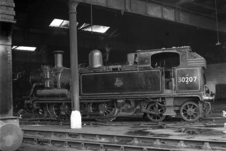 BR(S) O2 class 30207 at Fratton Shed, Hampshire on Saturday 21 May 1955 - J.H.W. Kent [200014]