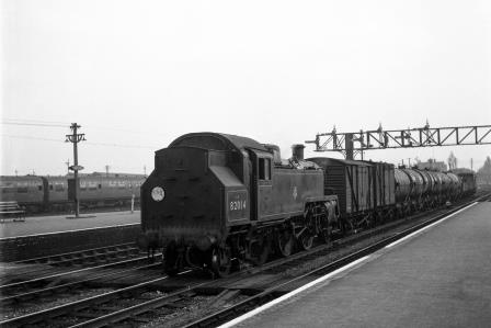 BR Std 3MT class 82014 at Eastleigh Station, Hampshire with an Oil Tank Wagons service ex. Fawley on Saturday 21 May 1955 - J.H.W. Kent [200048]