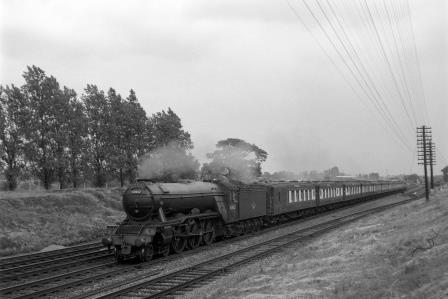 BR(E) A3 class 60062 'Minoru' near Potters Bar, Hertfordshire with the "Yorkshire Pullman" London (King's Cross) - Leeds/ Bradford on Wednesday 15 Jul 1959 - J.H.W. Kent [200249]